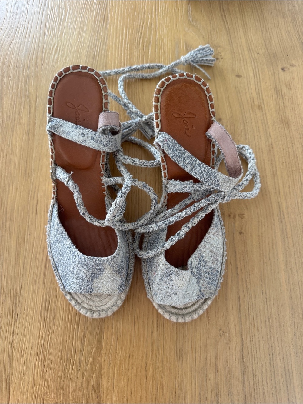 Joie Blue-Gray Espadrille Lace-Up Sandals